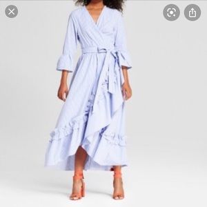 Who What Wear Light Blue Striped Maxi Dress